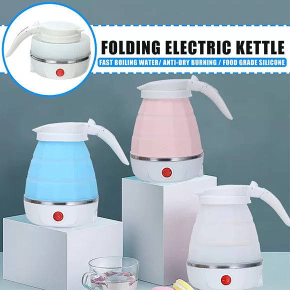 NW000441 Fast Water Boiling 600 ml Portable Kettle Travel Kettle Foods Boils Quickly Silicone Small Collapsible Foldable Electric Sports Bottles(random color)