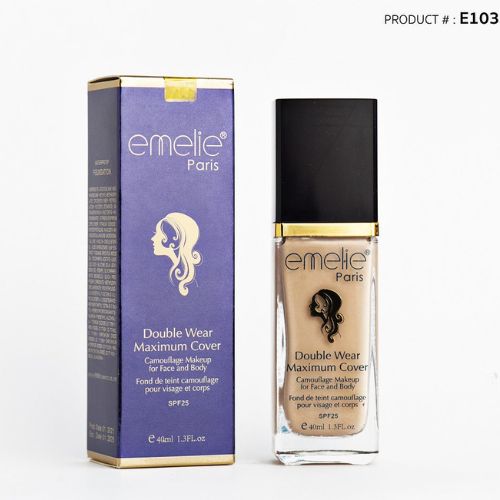 Emelie Double Wear Maximum Cover Foundation SPF25 – Face &amp; Body – Shade 1