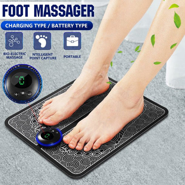 EMS Foot Massager Mat Electric USB Charging Smart Display Ten Acupuncture Feet Cushion Blood Circulation Pad Health Care Home - With Box