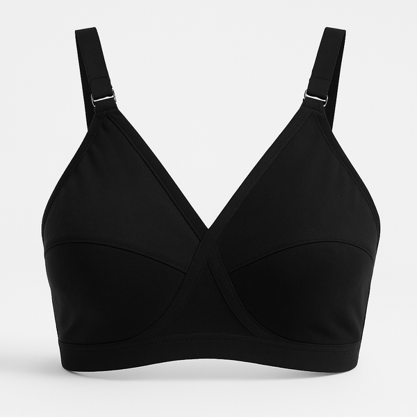 Black SADA Cotton Bra – Soft  3 Hook Support Bra for Women