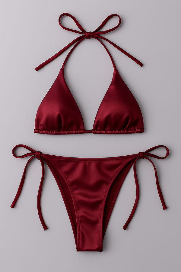 Women’s Bikini Set – Halter Neck Triangle Top &amp; Adjustable Side-Tie Bottom | Stylish Swimwear for Beach &amp; Pool