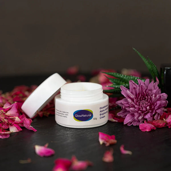 Glow Natural Glutathione and Alpha Arbutin Skin Brightening Cream 50g Advanced Formula for Even Skin Tone, Radiance, and Dark Spot Reduction