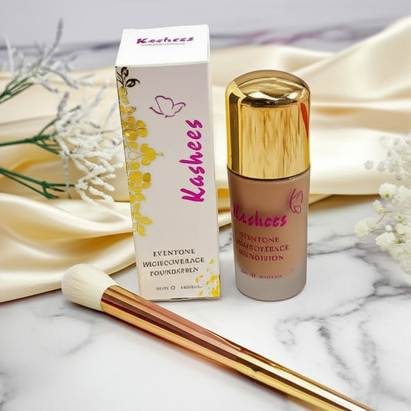Kashees Eventone High Coverage Foundation – Full Coverage Matte Creamy Foundation for Flawless Skin – Lightweight, Long-Lasting (24H) Makeup Base for All Skin Types – Bridal, Party &amp; Daily Wear - 20ml