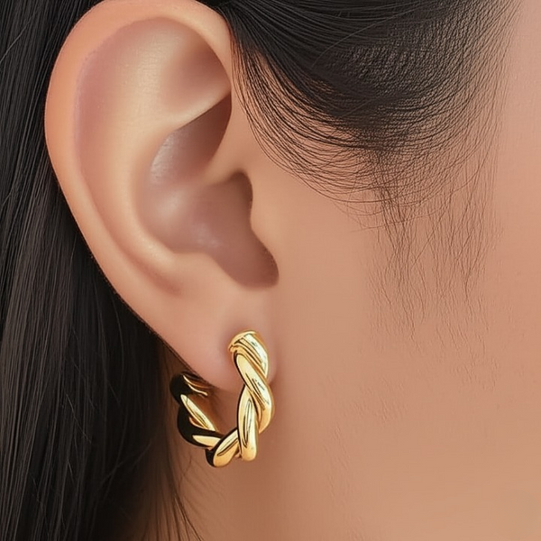 Twisted Sparkling Earrings for Women | Stylish Fashion Jewelry | Available in Silver &amp; Golden | Perfect for Parties, Weddings &amp; Daily Wear (WJ-101)