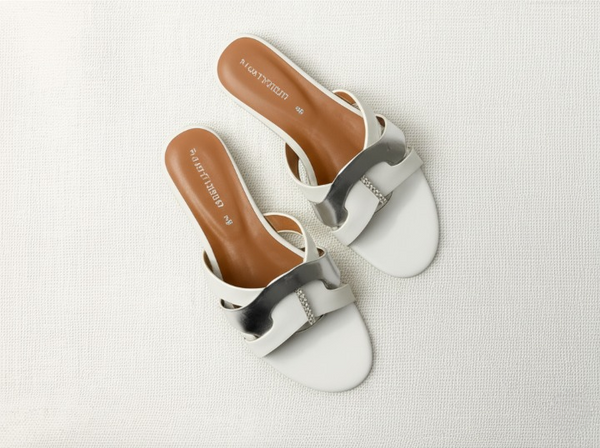 White &amp; Silver Premium Slippers – Elegant Design, Comfy Feel &amp; Stylish Look | Shine with every step — comfort, elegance and class in one perfect pair | Slipper | Slipper For Women (With Box)