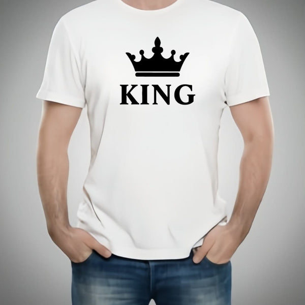 King &amp; Queen Style White T-Shirt - King &amp; Queen Design T-Shirts  – Best Quality T-Shirts For Girls | T-Shirt For Women - T-Shirt For Boy | T-Shirt For Men | King T-Shirts  | Queen Design T-Shirt