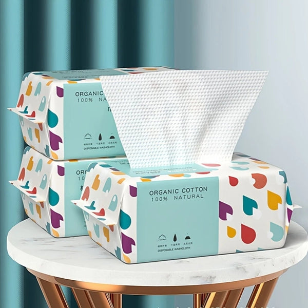 Disposable Face Towel – 70 Pcs Ultra Soft, Thickened Cotton Tissues | Lint-Free, Multi-Purpose Facial Dry Wipes for Skincare, Makeup Removal &amp; Cleansing