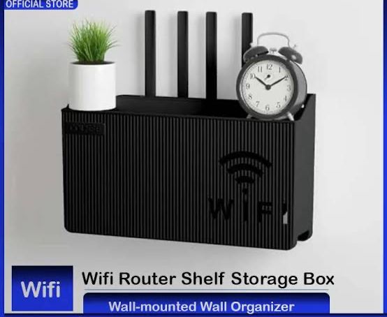WiFi Router Shelf &amp; Cable Organizer – Wall-Mount ABS Plastic Storage Box for Routers, Power Strips &amp; Cables (Random Colors)