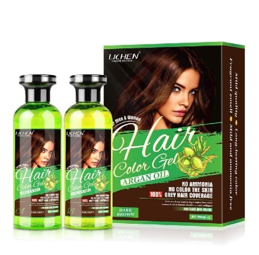Lichen Professional Hair Color Gel – 500ML – Rich, Long-Lasting Black &amp; Dark Brown Shades – Made in China