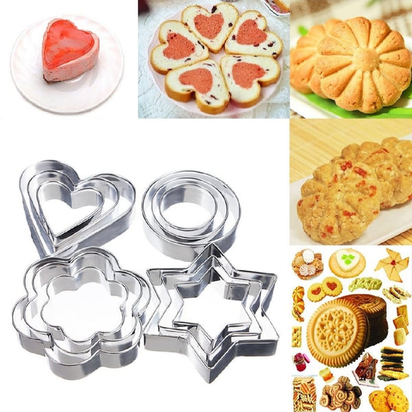 12-Piece Stainless Steel Cookie Cutter Set – 4 Assorted Shapes for Baking, Pastry, and Crafts