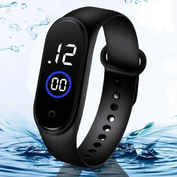 Latest  M4 LED Watch Digital Sports Bracelet for Boys &amp; Girls – Waterproof Touch Display – Random Band Color (Without Box)