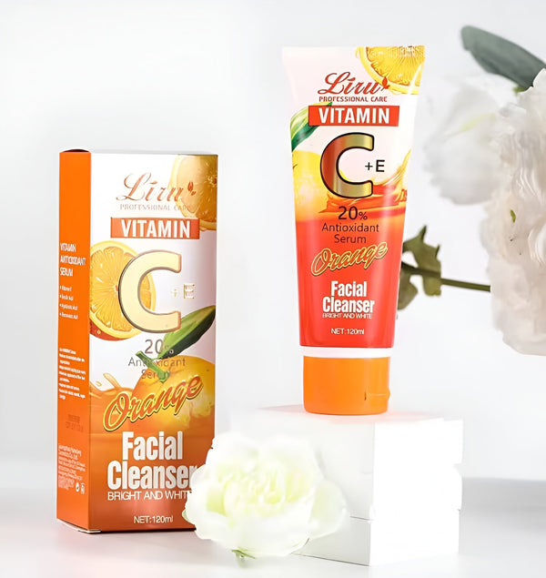 Liru Orange Facial Cleanser 120ml | Professional Care with Vitamin C+E &amp; Orange Extract for Brightening, Deep Cleansing &amp; Daily Skincare