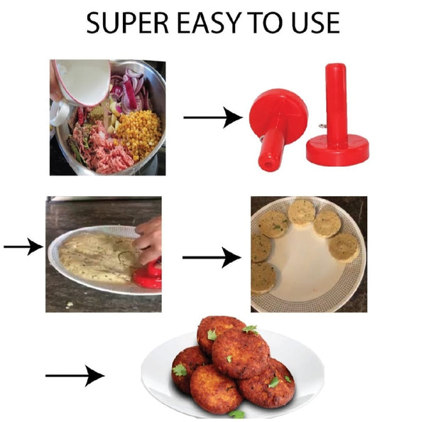 Pack of 2 Shami Kabab Makers – High-Quality Plastic Saancha for Shami Kabab &amp; Tikki – Multicolor with White Inner