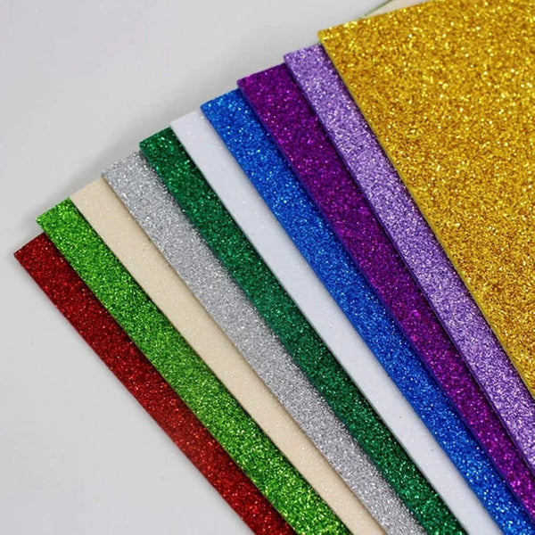 10PCS Glitter Foam Sheets – Premium A4 EVA Craft Adhesive Glitter Paper for DIY, Scrapbooking &amp; School Projects