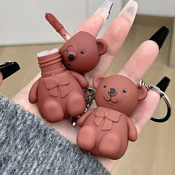 Teddy Bear Keychain Style Lip Gloss – Cute &amp; Portable, Multicolor Shades (Pack of 2 / Pack of 3 / Pack of 6)