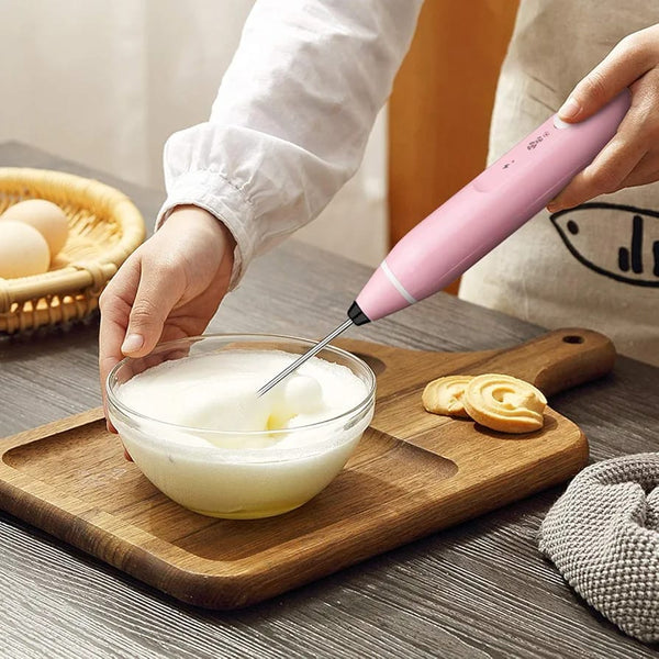 Rechargeable Handheld Milk Frother – 3-Speed Electric Coffee Mixer for Latte, Cappuccino, Hot Chocolate &amp; Drinks (Random color)