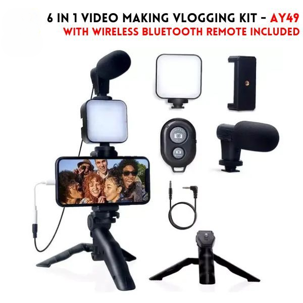 AY-49 Vlogging Video Making Kit for Smartphone &amp; Camera – Video Recording, Photography &amp; Studio Setup