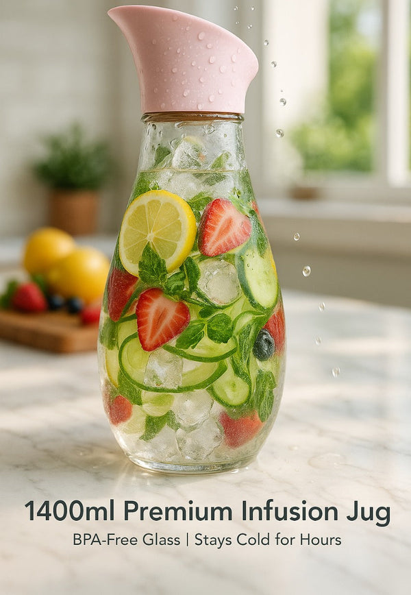 1400ml Hard Glass Water Jug with Lid – Heat-Resistant Pitcher for Water, Juice, Iced Tea, Milk &amp; Beverages