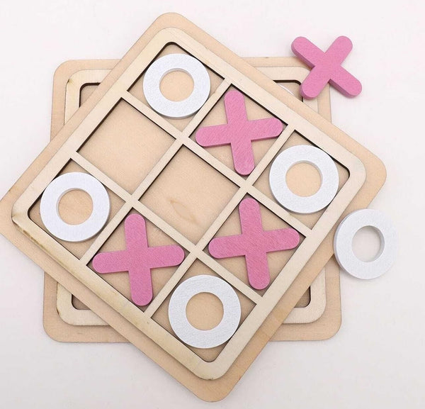 Wooden Tic-Tac-Toe Board Game – Classic XO Strategy Game for Kids, Toddlers, Preschoolers &amp; Adults – Educational, Durable &amp; Portable 30cm Wooden Board – Ideal Birthday Gift, Party Favour &amp; Family Game (Random Color)