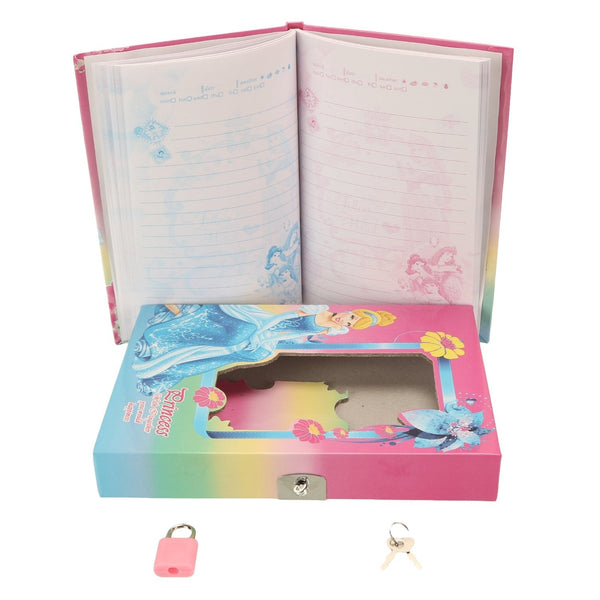 Princess, Frozen &amp; Sofia Cover Fancy Lock Spiral Binding Diary – Medium Size with Box – 40 Pages (22 x 16 cm)