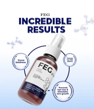 FEG PLUS Beard &amp; Hair Growth Serum Spray Powered by Nature for Visible Results | Best Quality Hair Growth Spray - Hair Serum - 60 ml