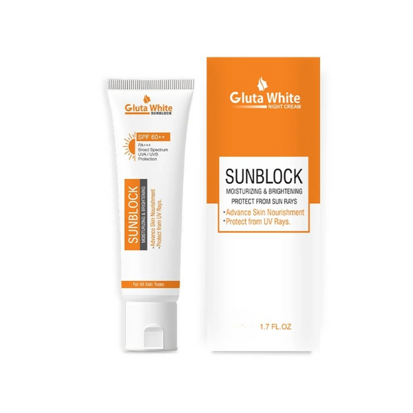GlutaWhite Skin Brightening Sunblock SPF60 – Advanced UVA/UVB Protection, Oil-Free &amp; Long-Lasting Moisture