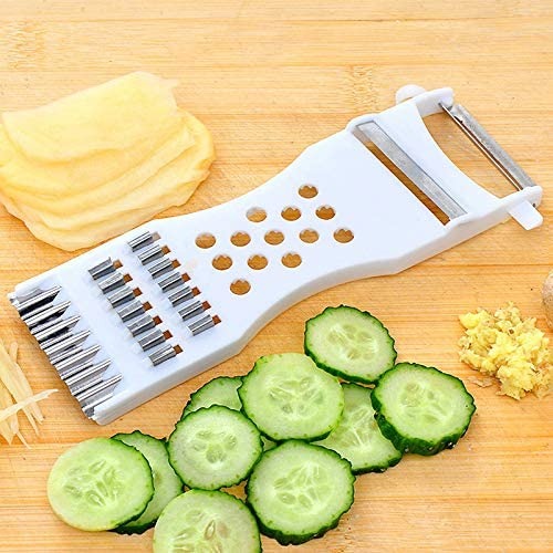 5-in-1 Multi Vegetable Cutter &amp; Peeler – Multipurpose Julienne Slicer, Grater, Metal Scraper, and Fruit &amp; Vegetable Kitchen Tool