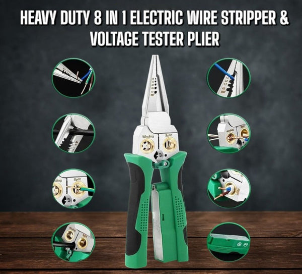 8-in-1 Wire Stripper &amp; Voltage Tester – Multi-Purpose Electrical Tool for Professionals