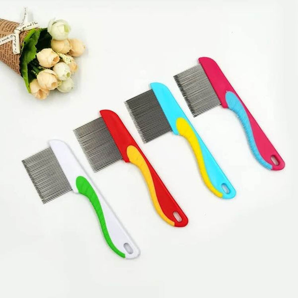 100% Stainless Steel Needles Anti Lice Comb – Ergonomic Handle, Safe Rounded Tips, Reusable &amp; Clinically Proven for Men &amp; Women (Random color)