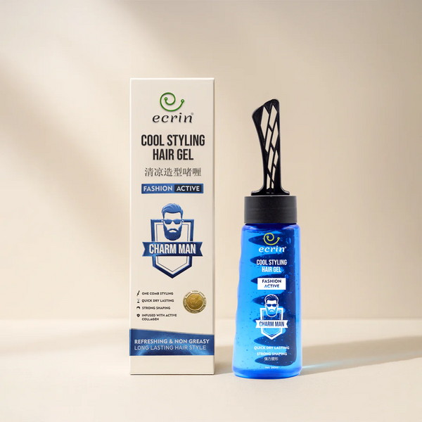ECRIN Cool Styling Hair Gel with Active Collagen | Strong Hold, No Flakes, Nourishing Formula for All Hair Types, Daily Use Gel with Refreshing Cool Effect (280ml)