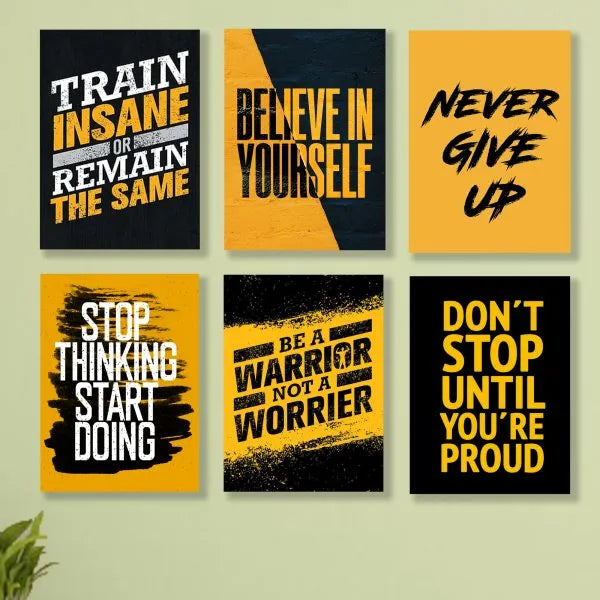 Set Of 6 Motivational Wooden Canvas Frames For Wall Decore 8x11 inches size / Sticky Phototiles Frames